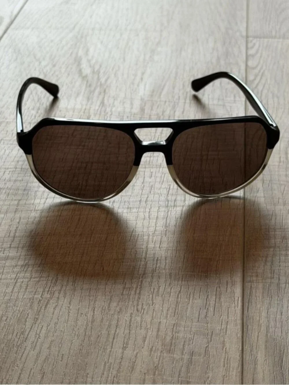 Emporio Armani Sand Brown Pilot Sunglasses